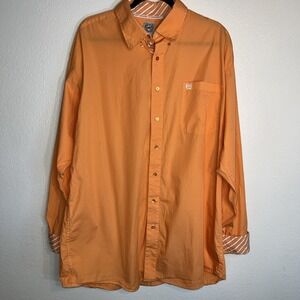Cinch mens shirt Orange button-down long sleeve collar Size XL‎